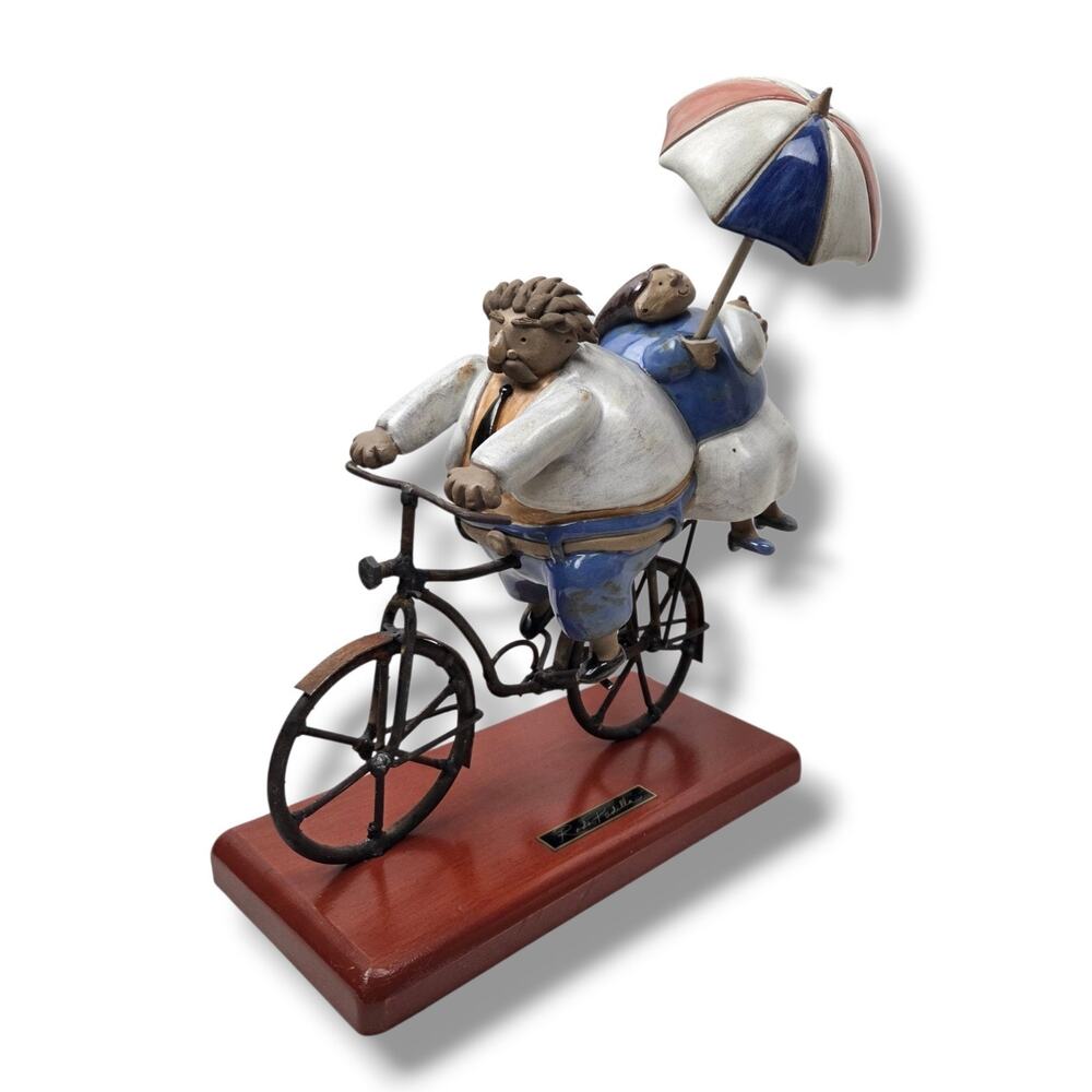 Rodo Padilla Bicycle Sculpture Umbrella Family Man Woman Child Baby Bike Joyful